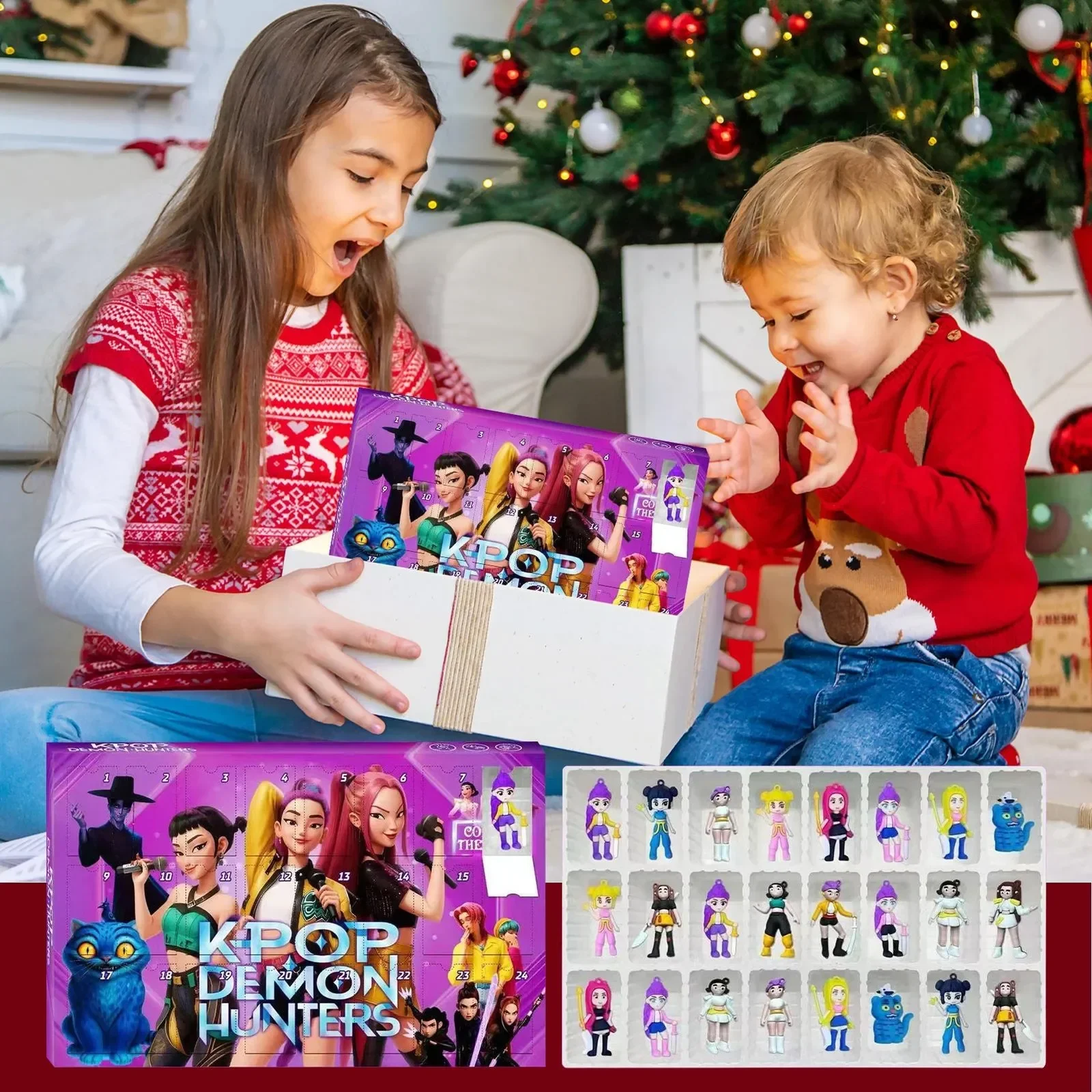 Kpop شيطان الصيادين تقويم القدوم اللعب العد التنازلي 24 يوما هنتركس رومي ميرا زوي شجرة عيد الميلاد ليلة رأس السنة زينة الهدايا #3