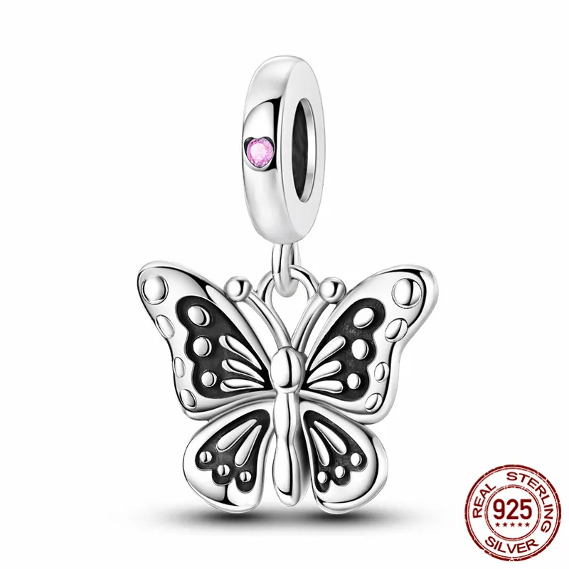 

S925 sterling silver butterfly charm and bead set, perfect for creating original bracelets – a great DIY jewelry gift for women