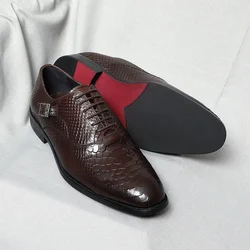 Luxury Genuine Leather Men's Boutique Oxford Dress Shoes Breathable British Snake Print Office Career Business Formal Footwear