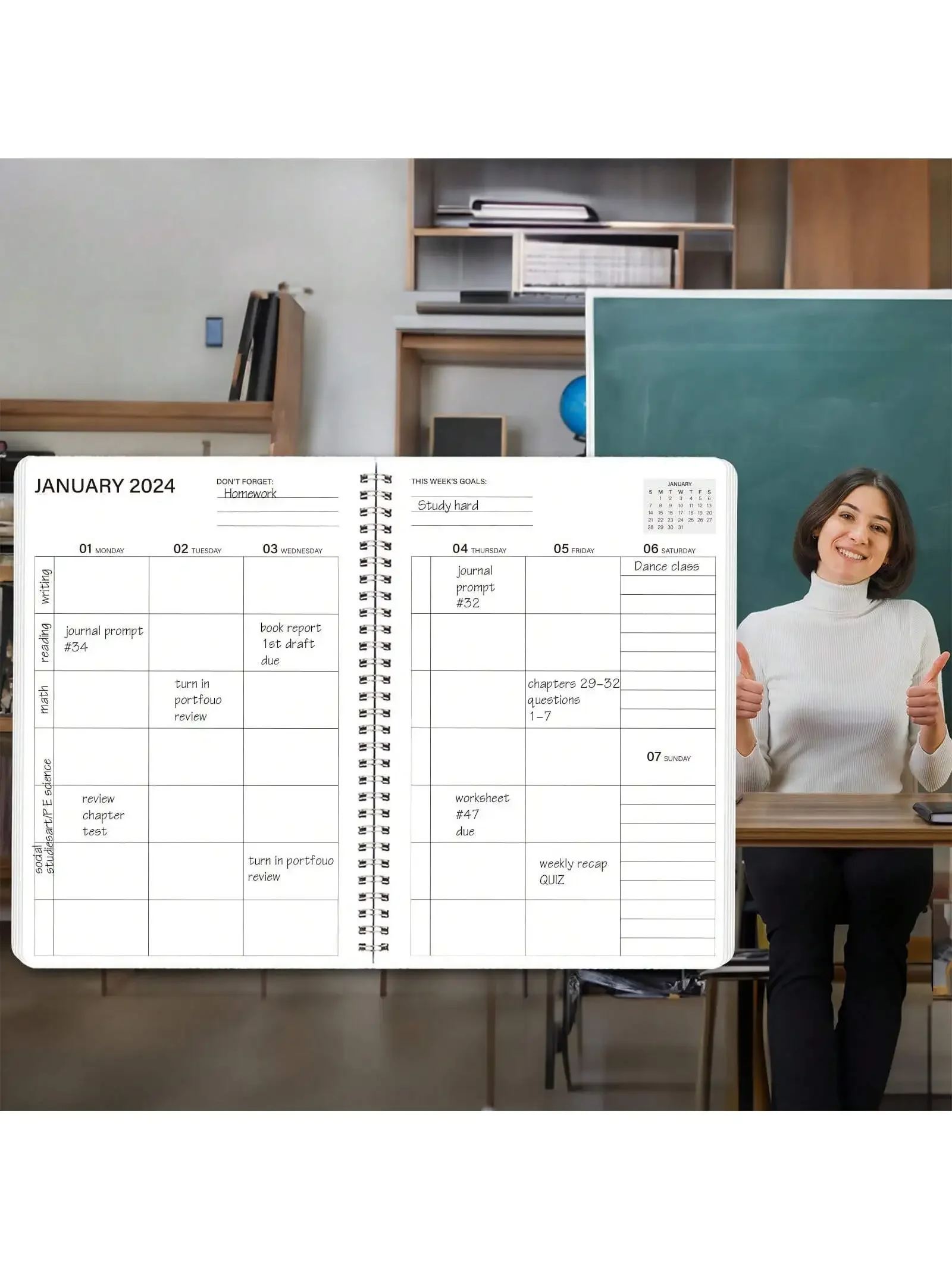 2024 Student Planner To Stay Organized - A Beautiful Planner For Middle And High School Students With Weekly & Monthly Spreads