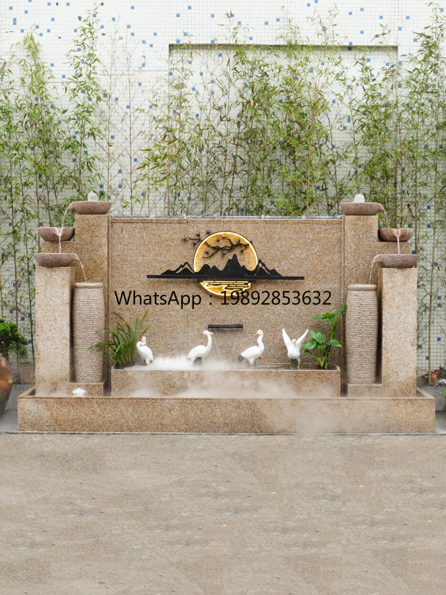 

ZC Stone Water Curtain Wall Screen Outdoor Courtyard Shadow Wall Landscape Recirculating Water Feature Fish Pond