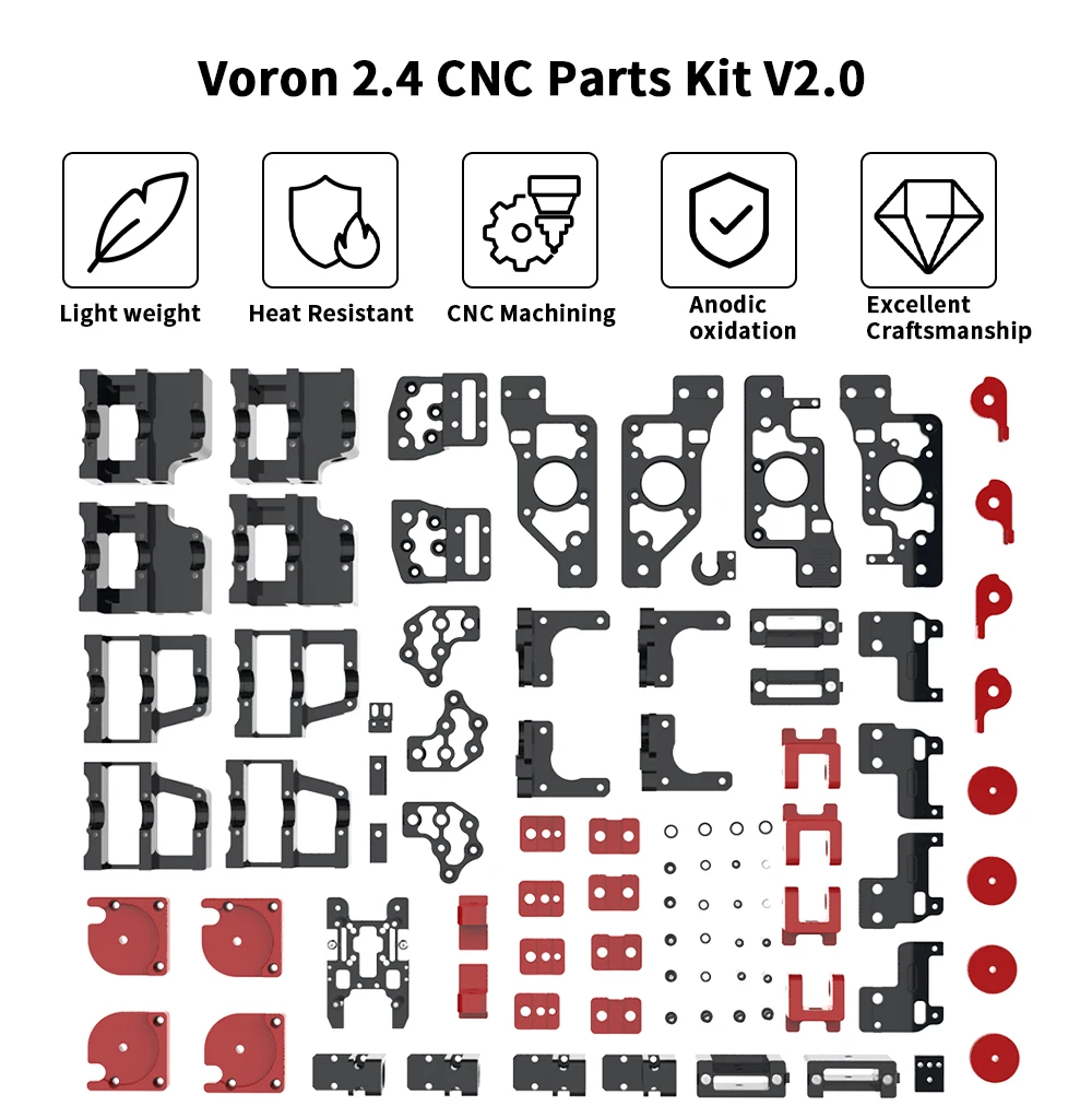 

Latest Voron 2.4 R2 Pro CNC Aluminum Alloy Frame Parts V2.0 Upgrade CNC Machined Metal Full Parts Kit 3D Printer Accessories