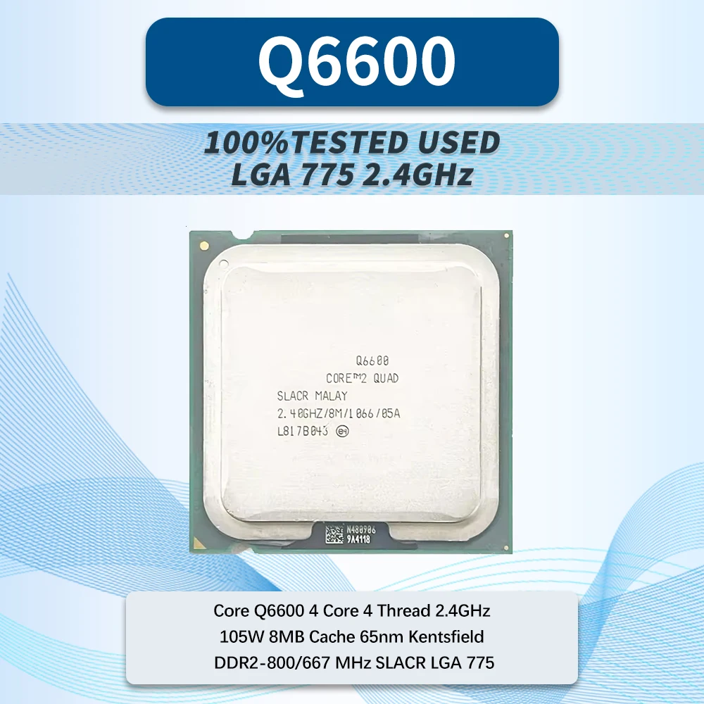 Core Q6600 4 Core 4 Thread 2.4GHz 105W 8MB Cache 65nm Kentsfield DDR2-800/667 MHz SLACR LGA 775