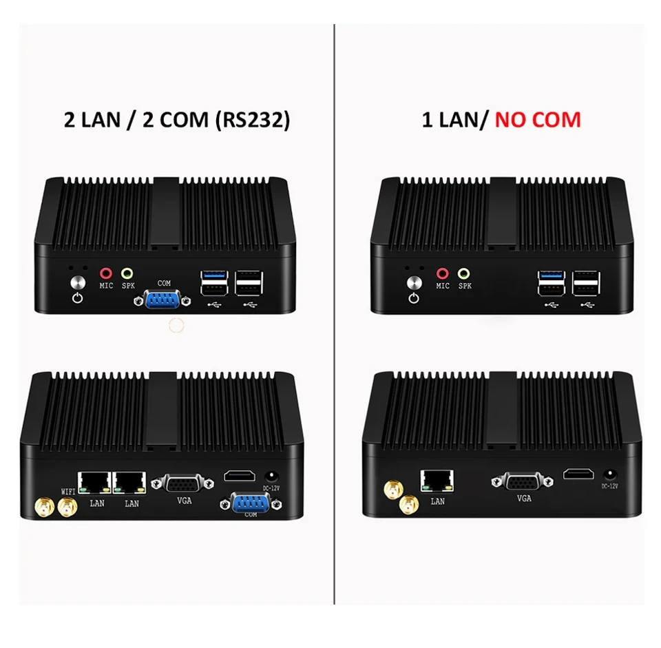 Fanless Industriële Mini PC Intel J1900 Quad Cores 2xGigabit Ethernet 4xUSB WIFI Windows10 Micro Computer