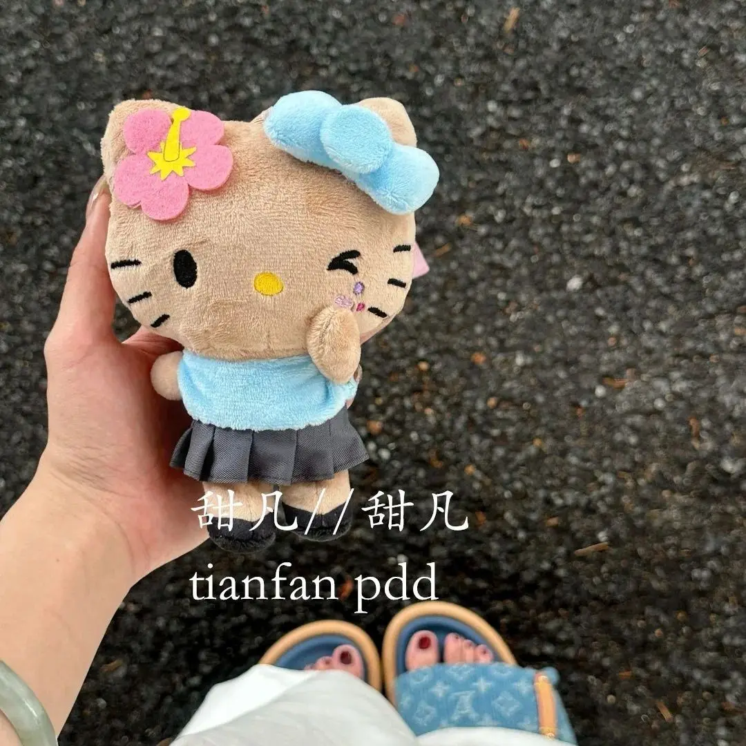 Sanrio Kawaii Hello Kitty Plush Doll Student Schoolbag Pendant Anime Cartoon Cute Backpack Accessories Girls Birthday Gifts Toys