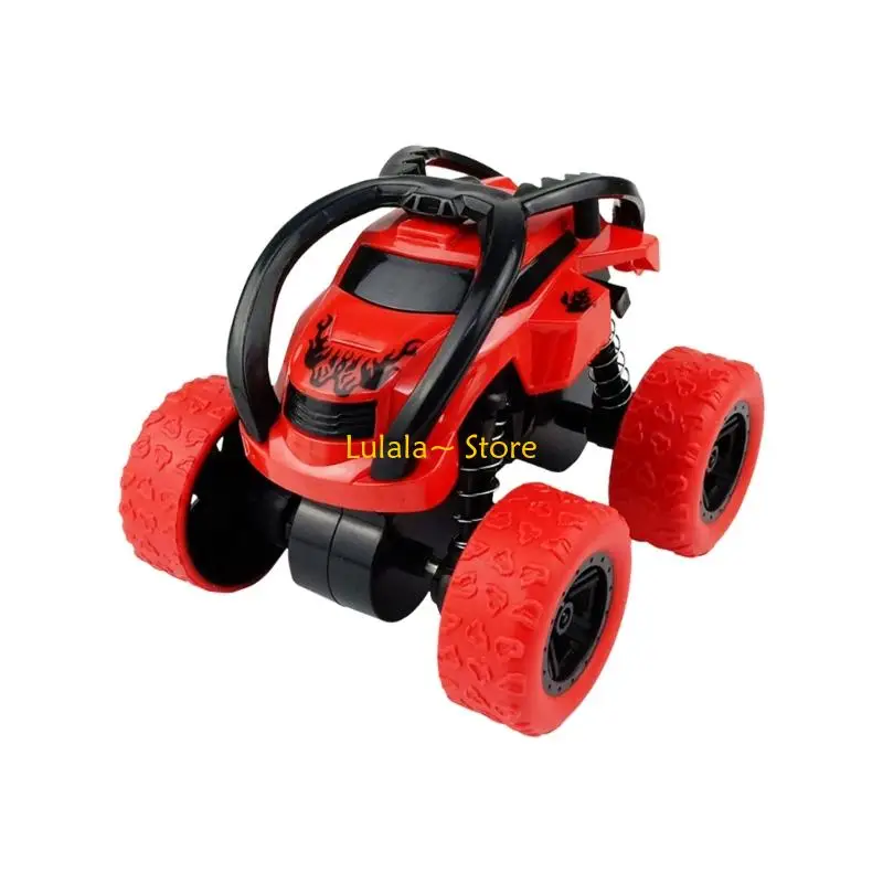Y4QA Inertia Powered 4WD Stunt Car for Kids with 360 Rollover Action Strong Plastic Design
