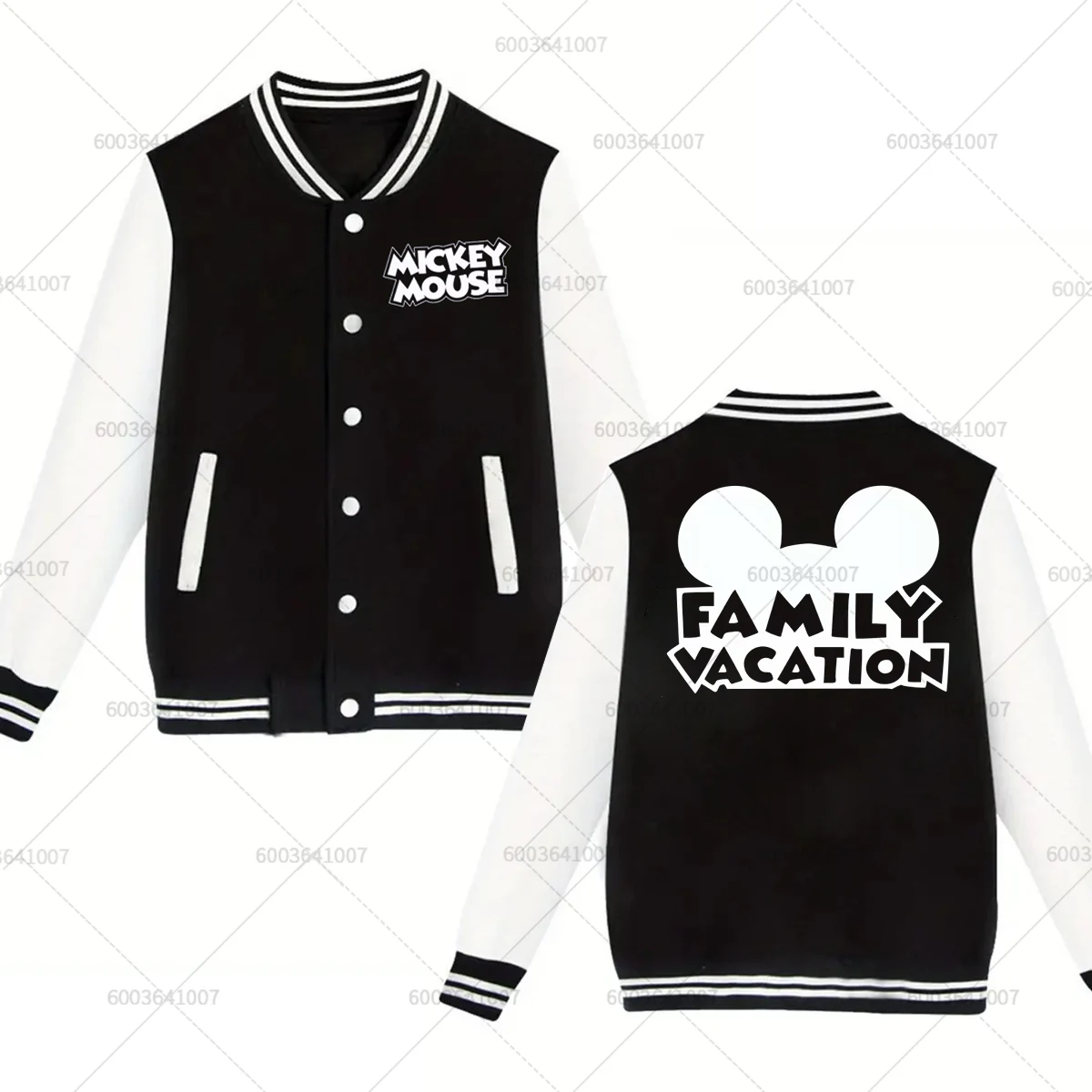 

Disney Микки Маус для мужчин и женщин бейсбольная куртка спортивные осенне-зимние классические пальто флисовая уличная толстовка с круглым вырезом для семейного отдыха