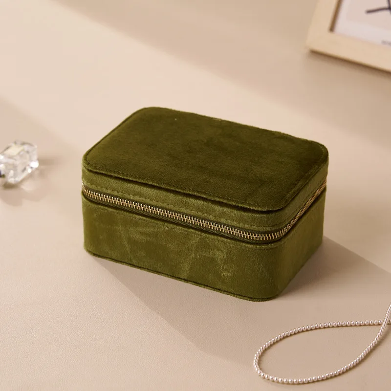 Light Luxury Delicate Velvet Portable Jewelry Storage Box Earrings Earrings Necklace Ring Storage Box Jewelry Storage Box