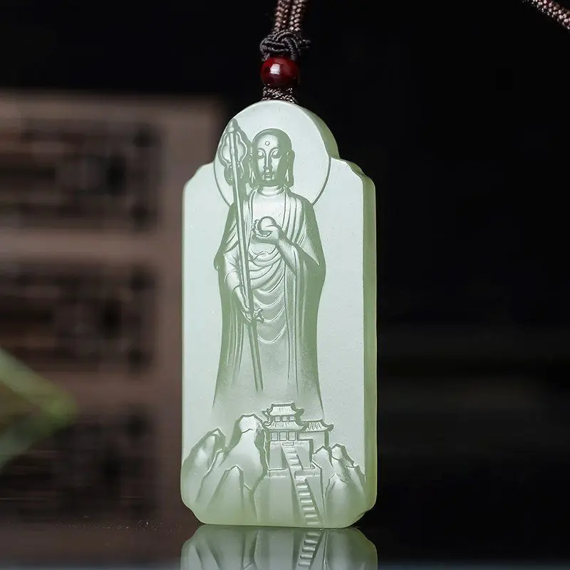 Hetian Jade Pendant, Jizang King Bodhisattva, Immeasurable Merits Men's