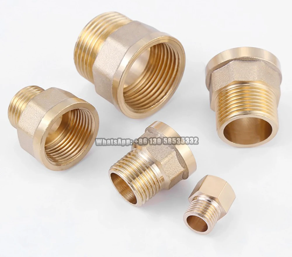 Brass Hex Reducer Joint 1/2 3/4 1 Inch BSP Female to Male Thread Pipe Faucet Connector M/F Garden Water Pipr Bushing Fittings