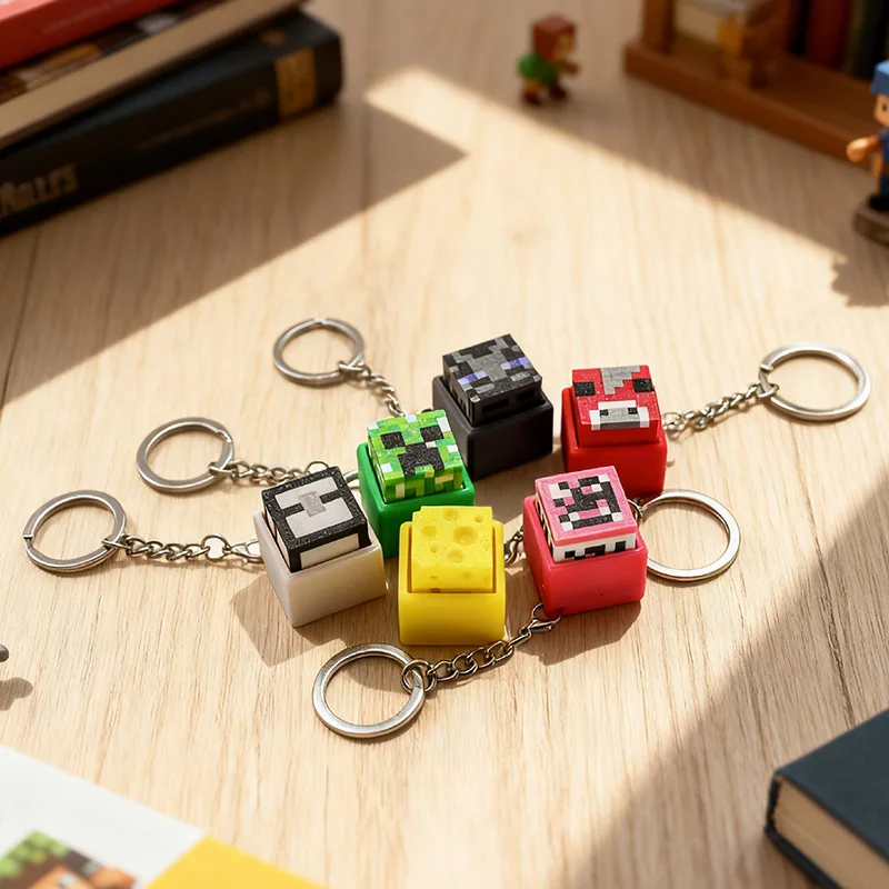 Mini Teclado 3D Impresso com Botão Clicker, Chaveiro Fidget para Alívio do Estresse, Brinquedo e Acessório de Chaveiro para Presente