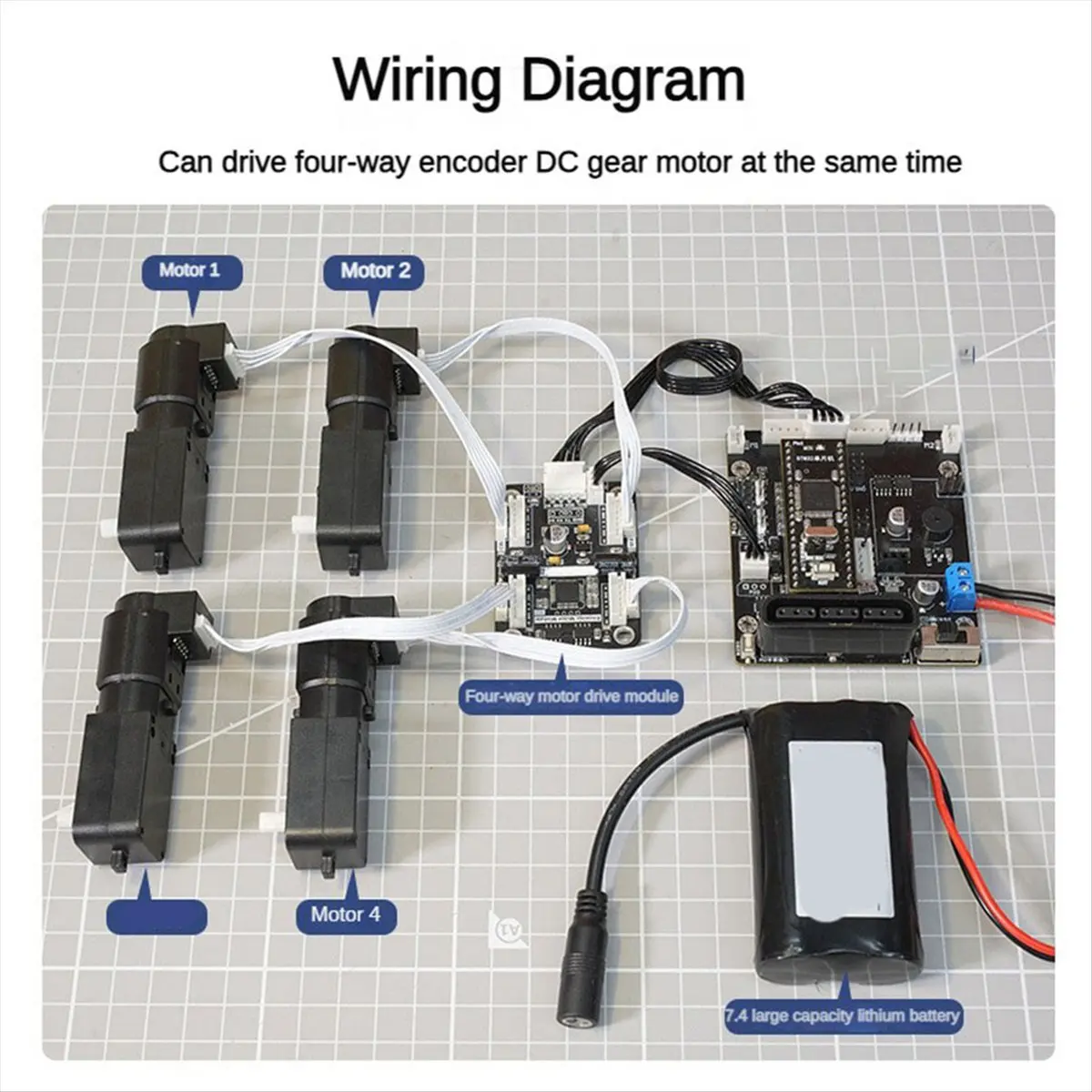 (CLOS) 4 Way Encoded Motor Drive Module Onboard Voltage Stabilizing Circuit Motor Control Smart Car Dedicated to Robot Car Part