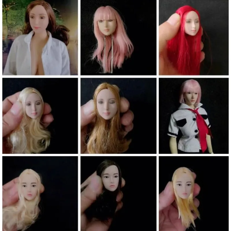 1/6 Scale Anime Beauty Expression Head Carving Female Action Figures Head Sculpture Model for 12" Tbl Ph Doll Body Accessory