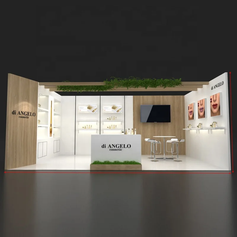 custom.30MINS QUICK BUILD Trade Show Display Stand Expo Wooden Booth Custom Beauty Cosmetic Lightbox Exhibition Booth