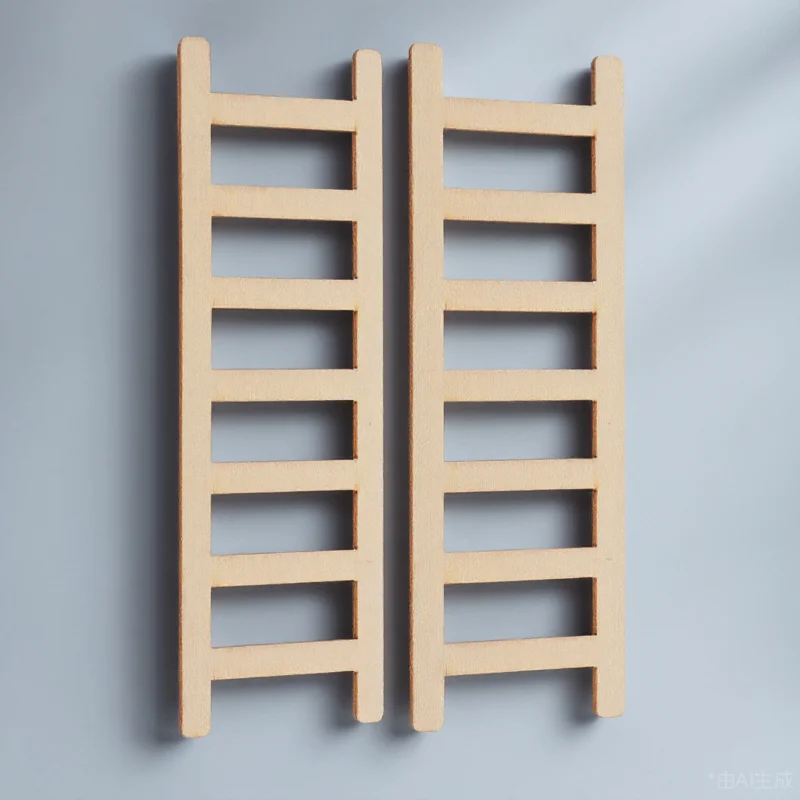 Échelles miniatures en bois, 2 pièces, décor de Simulation, bricolage, Mini meubles de maison, accessoires de disposition, échelles miniatures, décor de paysage à faire soi-même