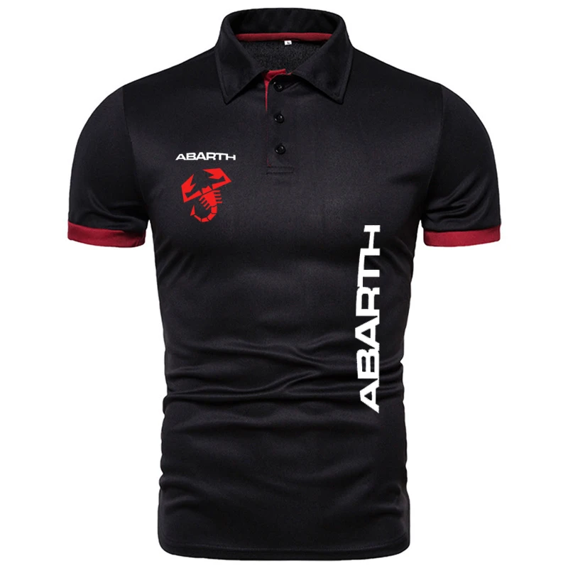 Summer new men\'s polo shirts abarth logo print Business Cotton Hip Hop Street Men\'s Tees men\'s shirts men\'s t-shirts