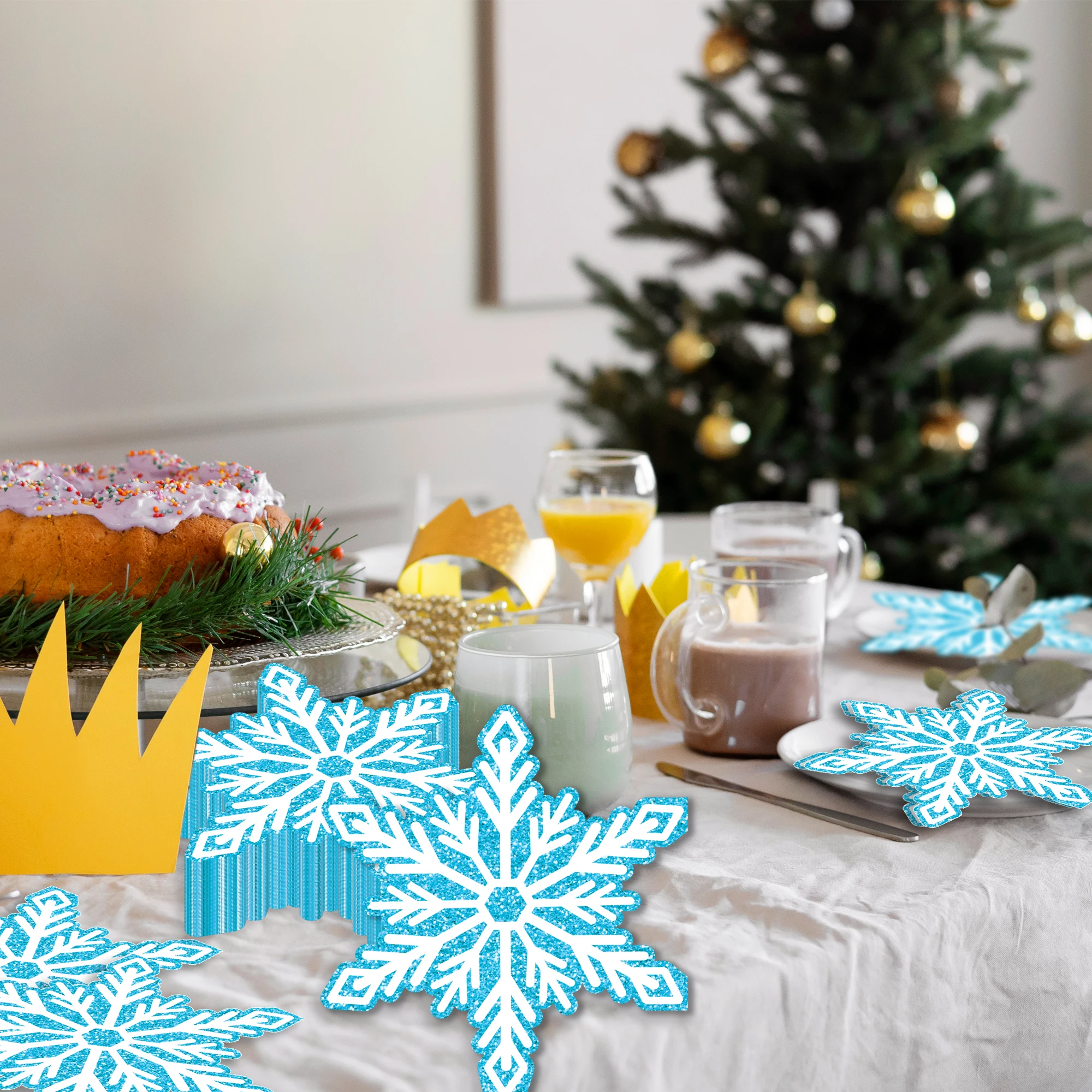 20/40/60 stücke Winter Schneeflocken Geformte Servietten für Abendessen Dekoration Abendessen Papier Taschentücher Für Weihnachten Party Decor liefert – Detail 7