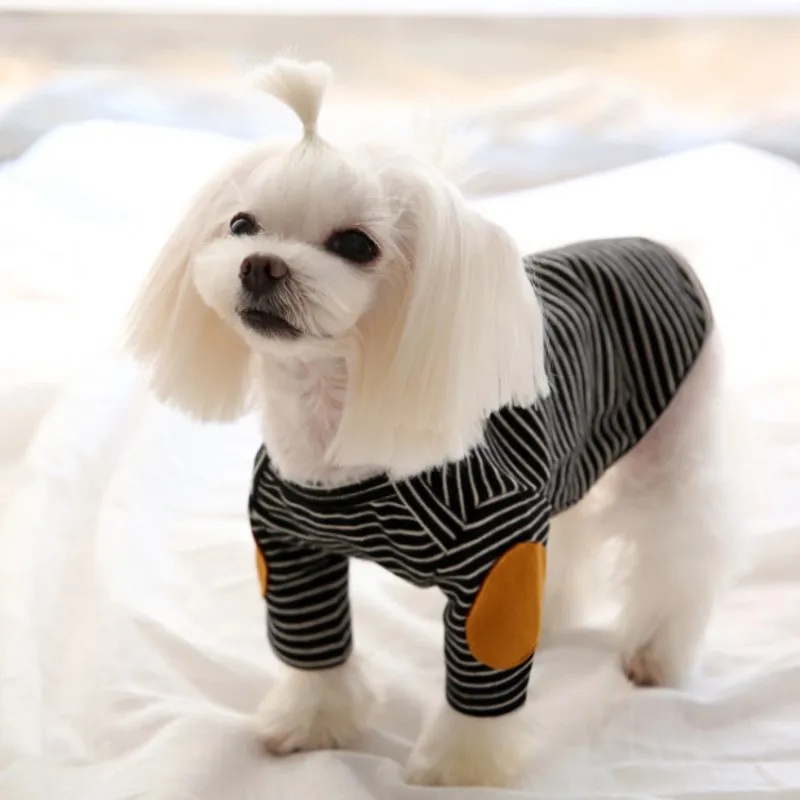 Thin Pet Dog Hoodies Fleece Dog Vest Striped Dog Clothes Autumn Winter Puppy Sweatshirt Chihuahua Costume Dachshund Clothing