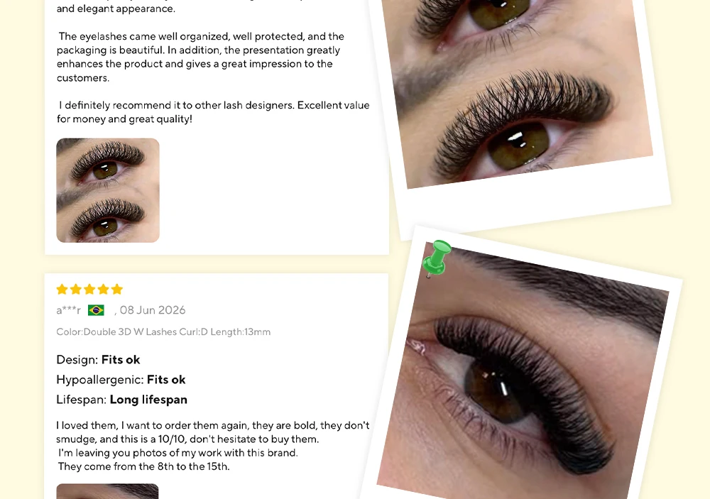 LUKATME Doppelte 4D Doppelte 3D Wimpernverlängerungen Vorgefertigte Volumenfächer 6D 8D Wimpern 7-14mm Mega-Volumen W-Form Faux-Nerz-Wimpern – Detail 14