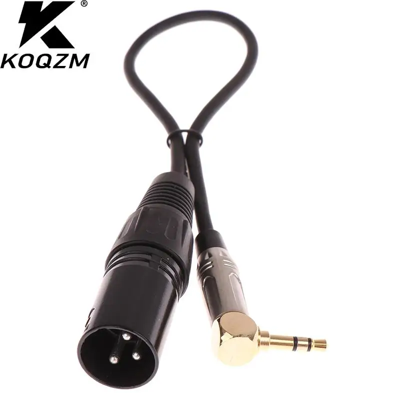 30cm XLR 3-pinowy męski na 90 stopni kolanko 3.5mm wtyczka Stereo przewód Audio Adapter mikrofon kabel TRS Jack 3.5 z męskiego na męskie