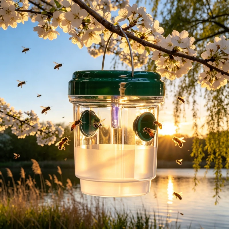 Clear Plastic Outdoor Insect Trap with Lid Fruit Fly Wasp Catcher Transparent Reusable Pest Control Tool for Home Garden Yard