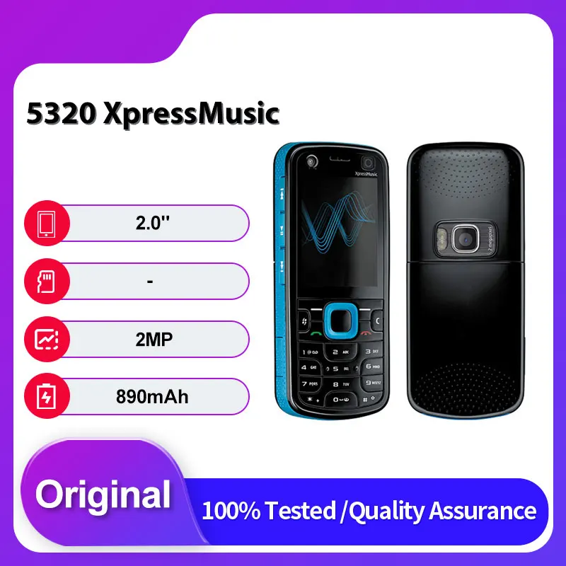 الأصلي غير مقفول 5320 XpressMusic شريحة واحدة GSM 900/1800 2G بلوتوث الهاتف المحمول لوحة المفاتيح العربية الروسية المصنوعة في فنلندا