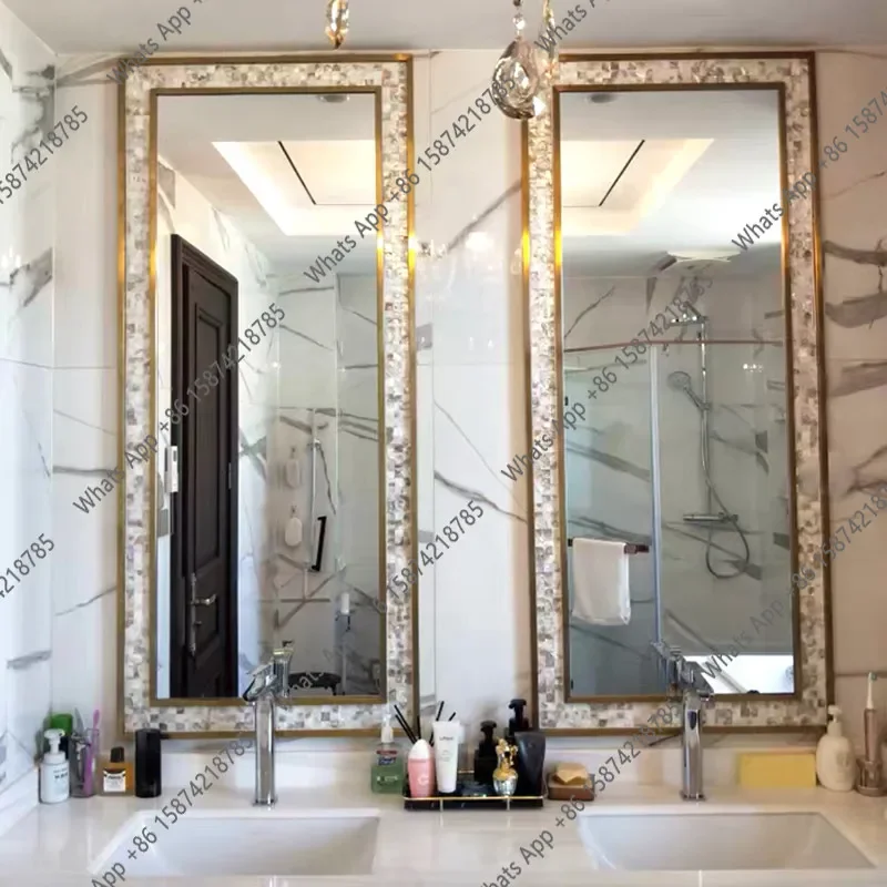 Stainless Steel Shell Decorative Mirror Living Room Background Wall Wall Hanging Porch Dressing Mirror Full-length Mirror X