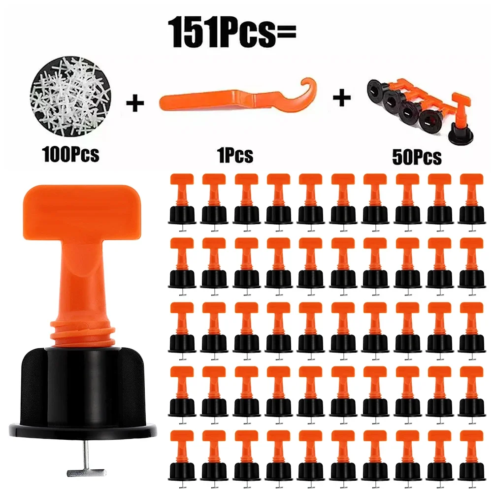 151Pcs Adjustable Locator Spacers Reusable Level Wedges Construction Tool Replaceable Needle Pin for Flooring Wall Tiles Ceramic