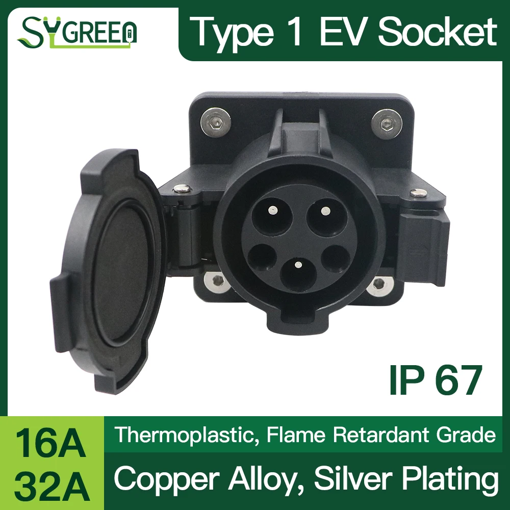 

40A EV Charger Type 1 Socket 5 Pins SAE J1772 US Standrd Socket Connect with Type1 Female EV Plug Connector