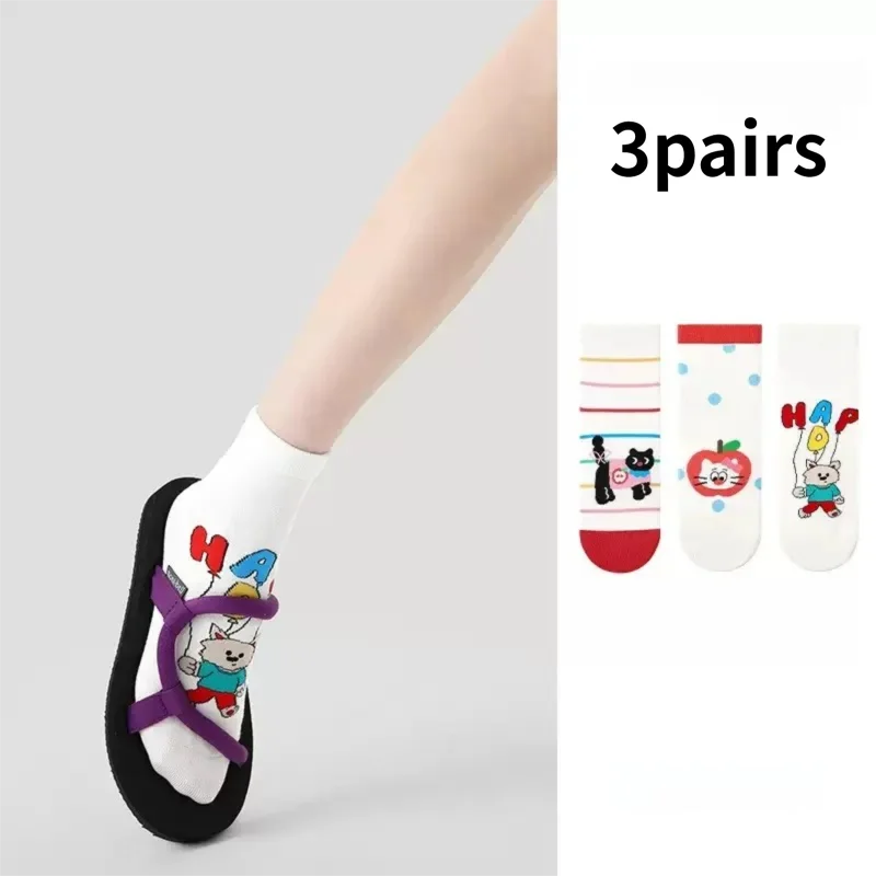 

Heye Summer Sports Lightweight Sweat-Absorbing Breathable Cartoon Cute Bear Women's Cotton Short Socks