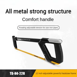 400mm Handheld Hacksaw TB-H4-22HTOUGHBUILT12 inch Rotating Adjustable Strong Hacksaw Frame with 2 separate saw blades