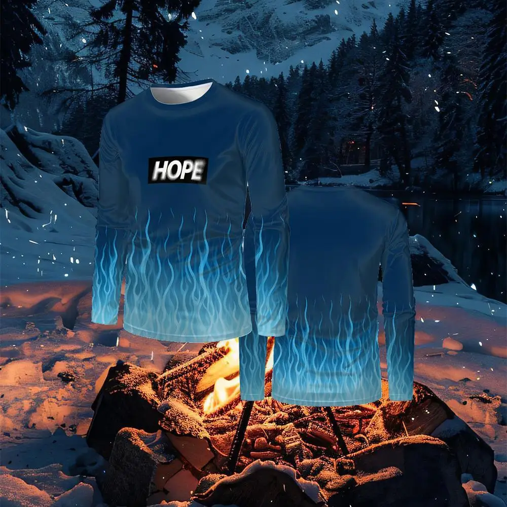 

2025 Street Fashion Flame Print Long-sleeved T-shirt Autumn Fashion Men And Women Punk Gothic Style Hip-hop Casual Warm Tops