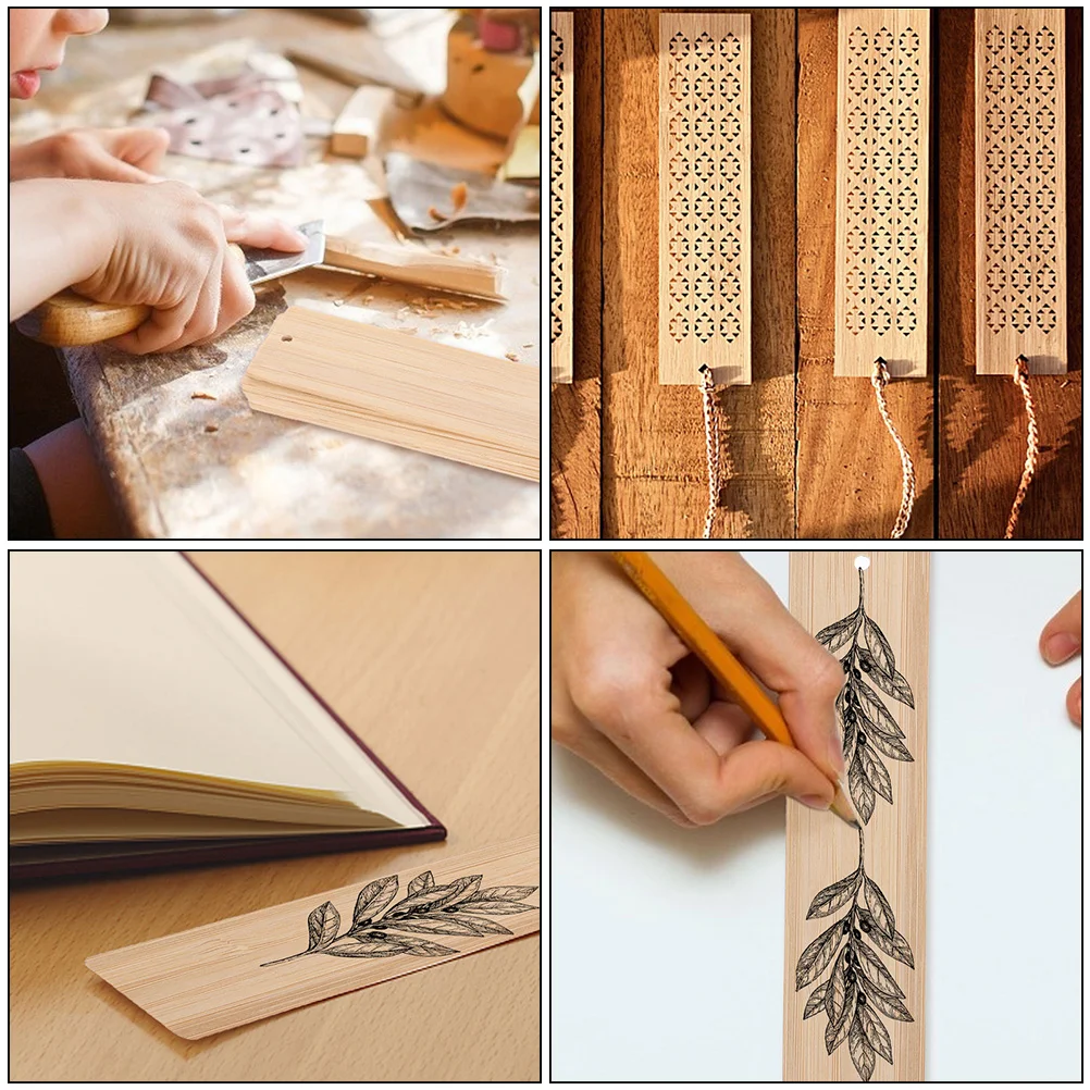 

20Pcs Bamboo Blank Bookmarks DIY Craft Tags Unfinished Wood Hanging Hole Smooth Edges for Reading School Gift Decoration