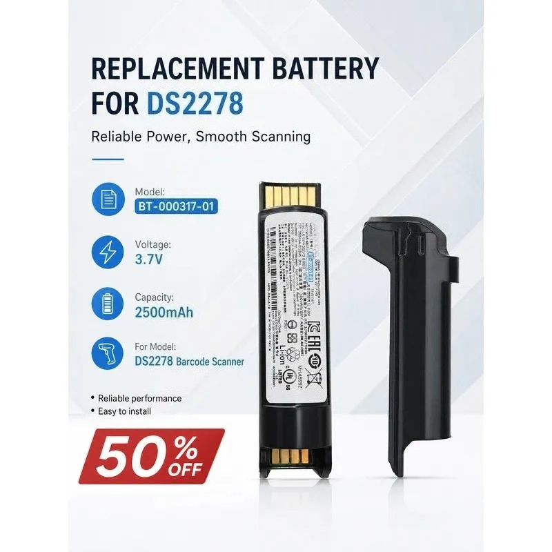 BT‑000317‑01 3.7V 2500mAh Replacement Li‑ion Battery For ZEBRA DS2278 Barcode Scanner Battery