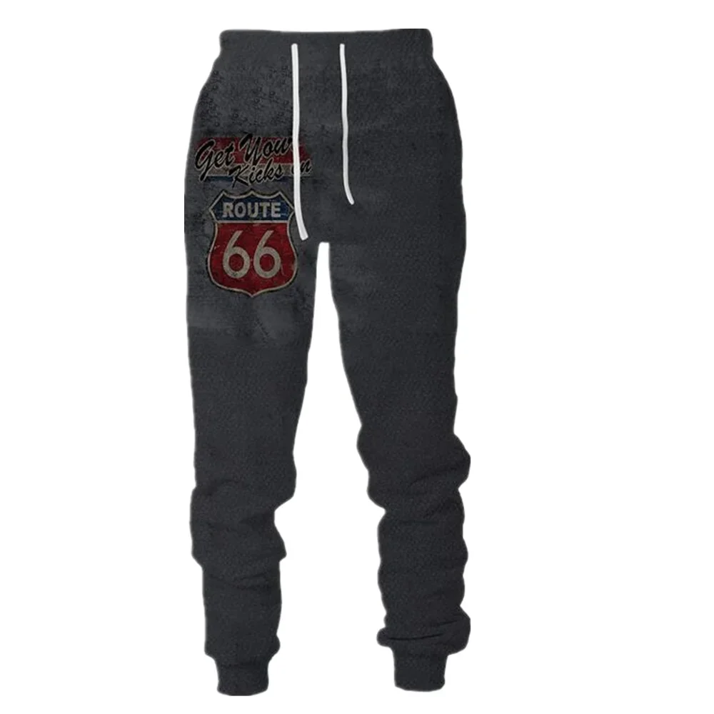 Pantaloni moda primavera e autunno Route 66 pantaloni sportivi da uomo stampati in 3D pantaloni da Jogging sportivi Unisex Harajuku Street Leisure