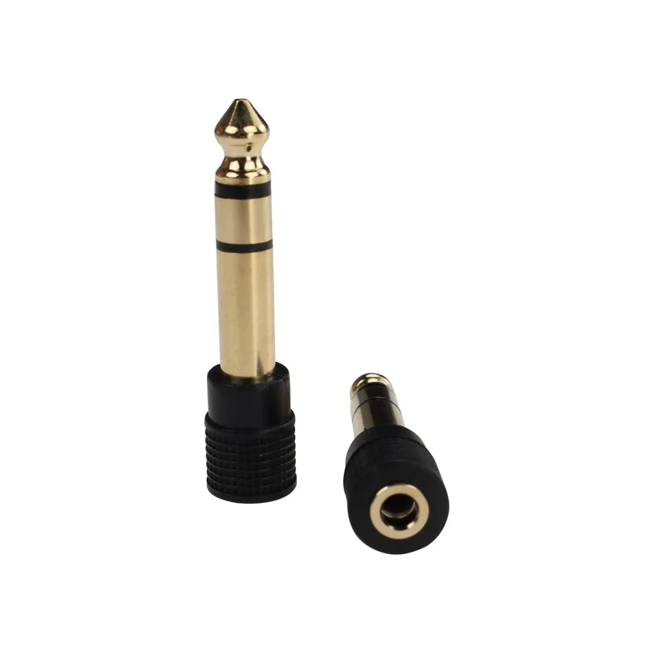 100pcs Gold-plated Audio Adapter Plug 6.35MM Male To 3.5MM Female Stereo Speaker Headphone Conversion Connector Head Converter