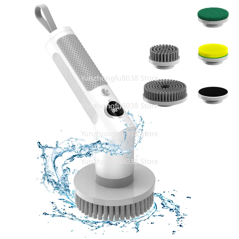 Cordless Electric Cleaning Brush Rotary Extension Handle Floor Brush Rotary Scrubber Kitchen Tableware Cleaning Brush