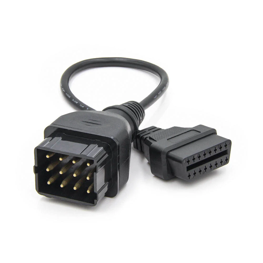 Truck Cable 12 Pins Female Plug to OBD2 16Pin Female Car Diagnostic Cable OBD1 to OBD2 for GAZ