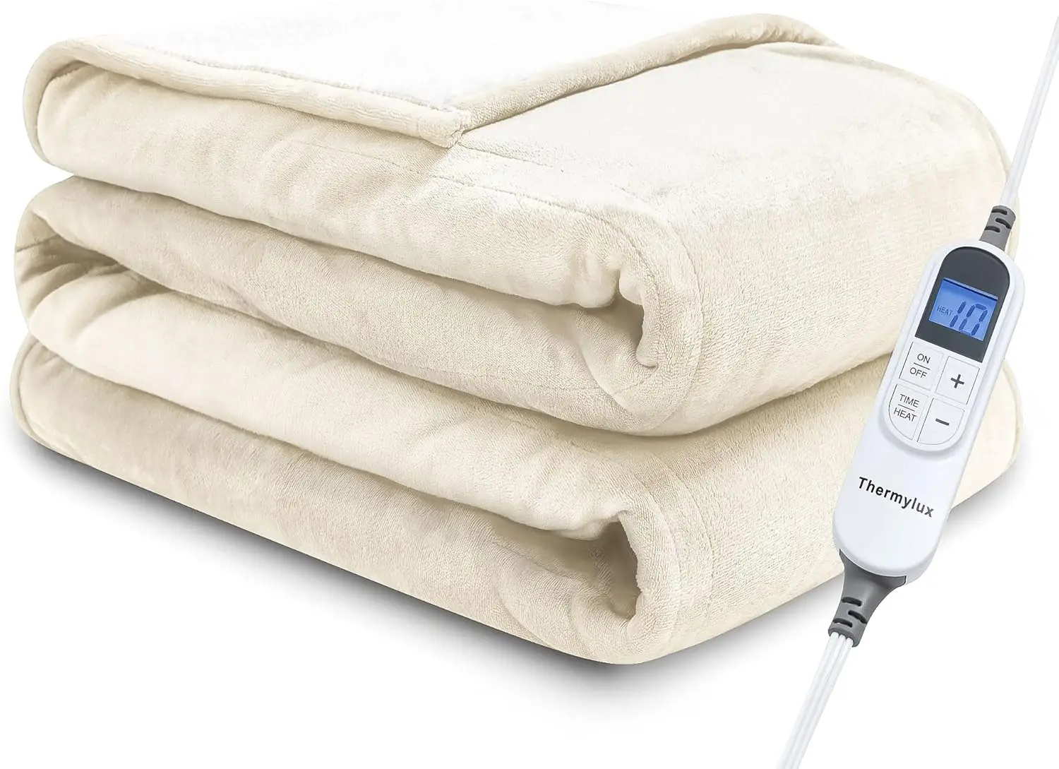

Full Size Heated Blanket 72x84 Inches with 10 Heat Levels, Auto Shutoff, Overheat Protection, Machine Washable in Ivory