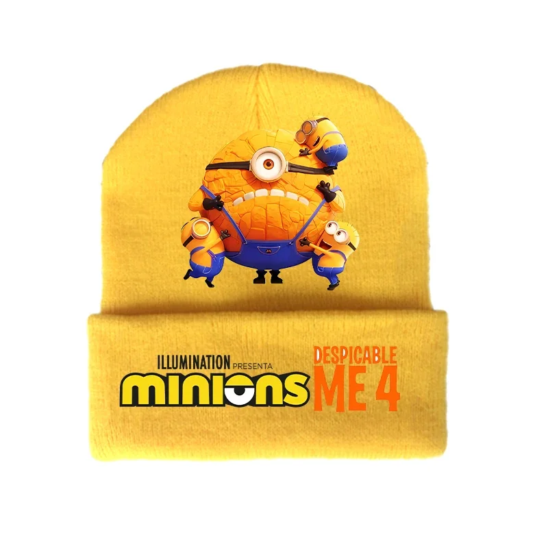 Despicable Mes Minionss Childern Knitted Hat Game Cartoon Cute Beanie Outdoor Casual Warm Vogue Hundred Take Cap Anime Kids Gift