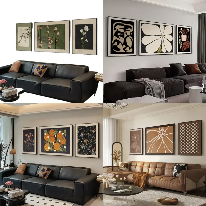 Green Retro Nanyang Style Flower and Bird Decorative Painting Triptych for Living Room Sofa Background Wall Mural Chinese
