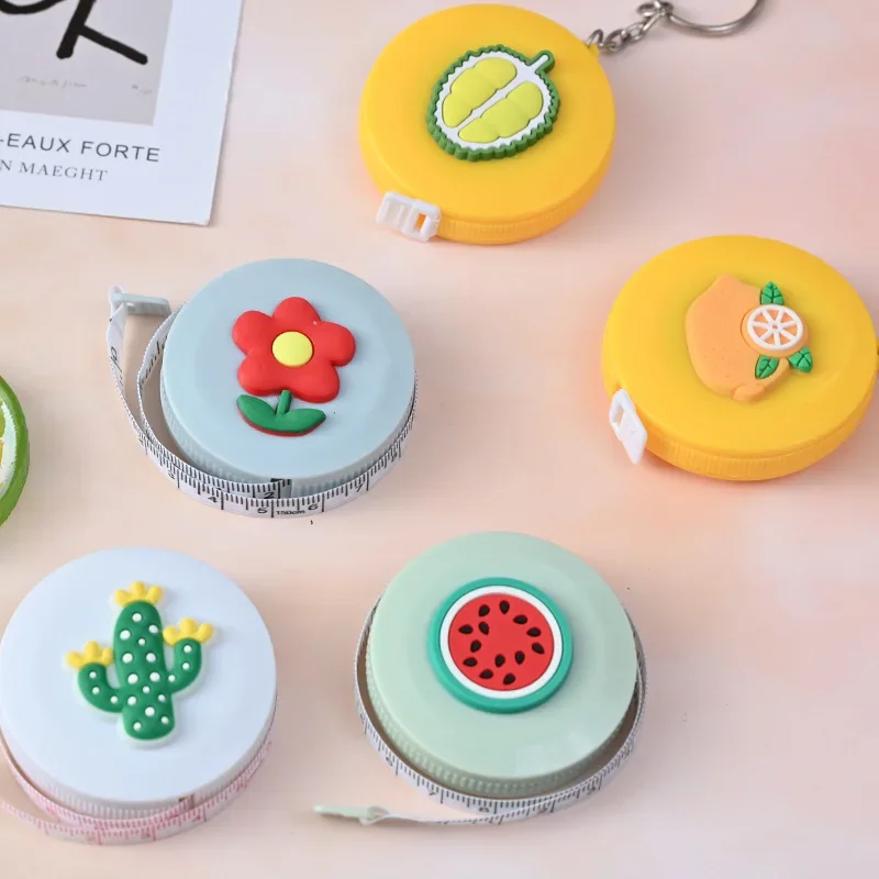 Cartoon Mini Tapeline with Cute Fruits Animals Tape Multi-function Portable Soft Ruler Student Measure Tool Sewing Gadget