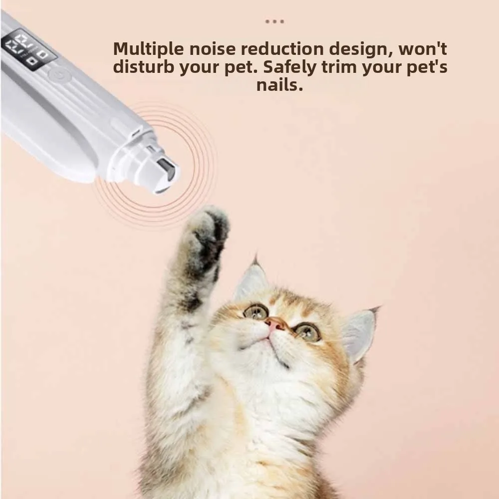 

2 in 1 Design Electric Dog Nail Grinder with LED Lamp Quiet File Pet Toenail Clippers Low Vibration Rechargeable