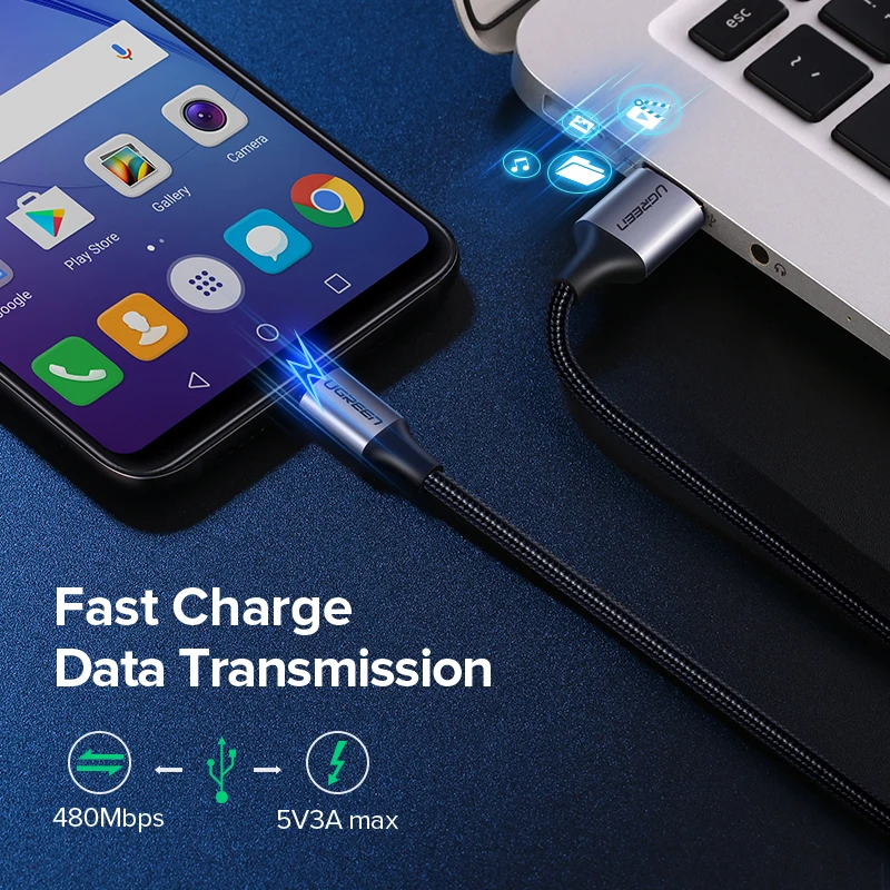 UGREEN Cable Micro USB 3A 1,5 m - Carga rapida y datos - imagen 3