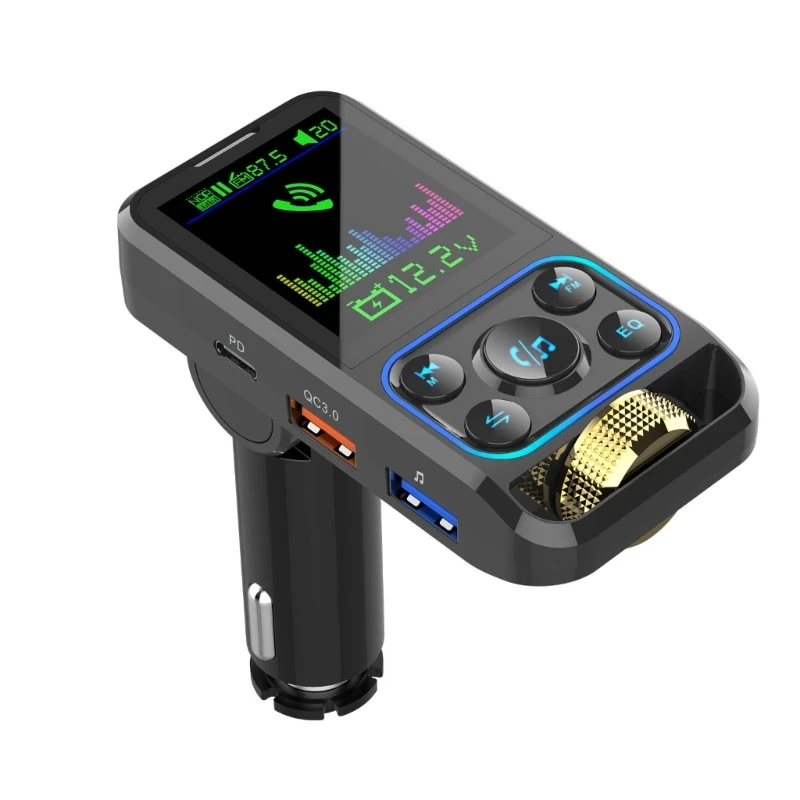 

Bluetooth-compatible 5.0 FM Transmitter for Car Adapter with USB Charging Car MP3 Player Hands Calls