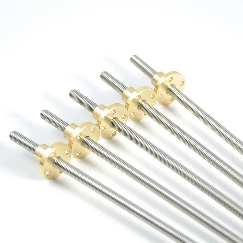 1PC 304 stainless steel T6 screw length 100mm-550mm lead 1/2mm/4mm/6mm/12mm trapezoidal spindle With brass nut 3d printer parts