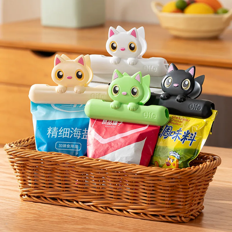 Multi-Purpose Cat Sealing Clips Food Storage Bag Sealer Clips for Kitchen Fresh Keeping Document Photo Diary Decor