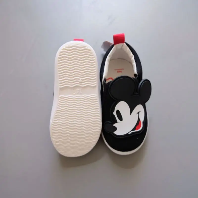 Disney Minnie Mouse Baby Kid\'s Canvas Shoes Cartoon Mickey Minnie Shoelace Soft Sole Anti-slip Outdoor Casual Canvas Shoes