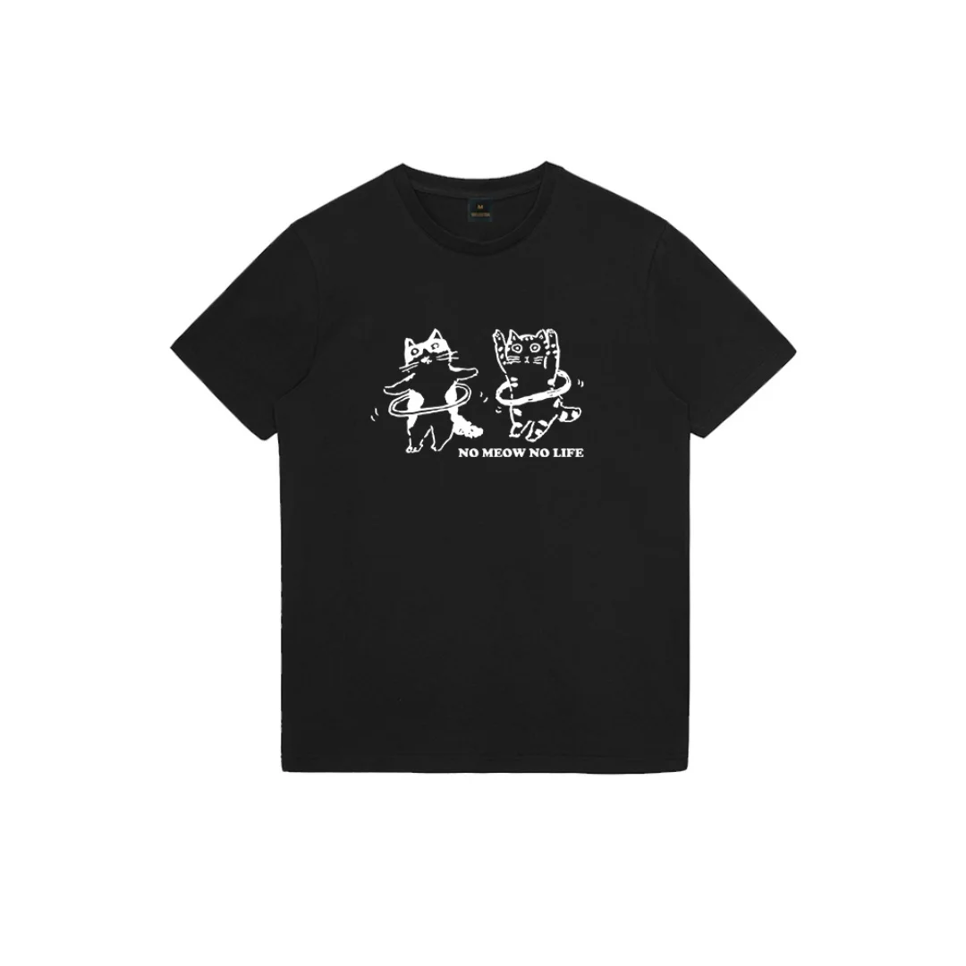 Футболка с графическим принтом кота, летняя модная спортивная мужская футболка из чистого хлопка, детская одежда, футболки Y2k Woman