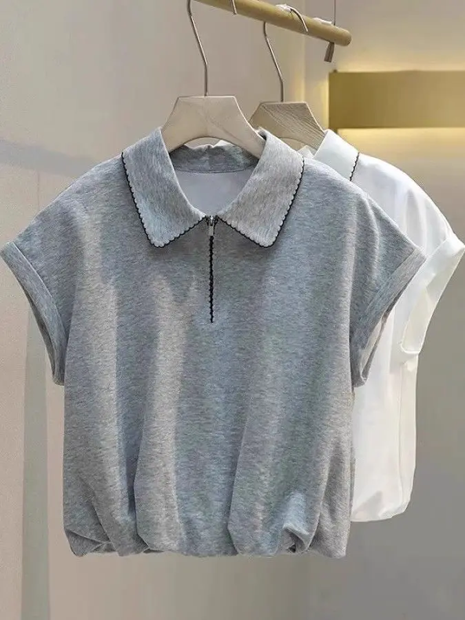 レディース ルーズフィット ジッパー付き オルトスヴェ イルト 韓国風 通勤 ファッション 夏の新作 カラー ハイウエストデザイン